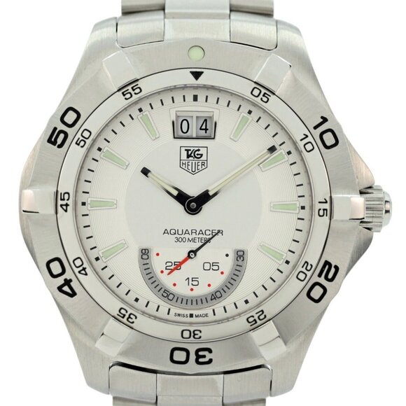 Tag Heuer 41mm Men's Aquaracer Silver Dial 300M Quartz Dive Watch! Ref: WAF1011!